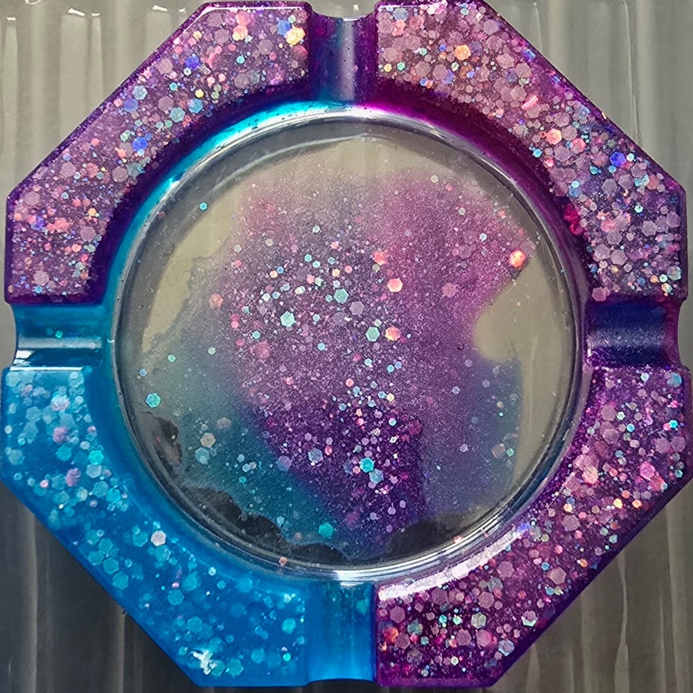 Glittery Purple and Blue Ashtray